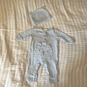 Rabbit and Bear Bodysuit and Hat Set